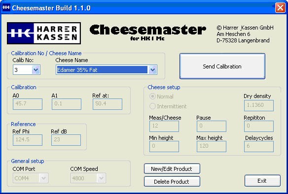 Управление калибровкой HK1 Mc Cheesemaster